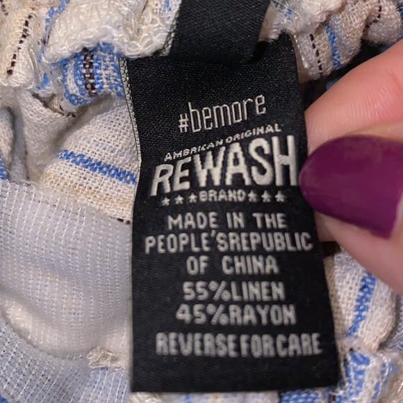 EUC rewash brand size large, elastic waist, striped linen, blend pants - Picture 7 of 7